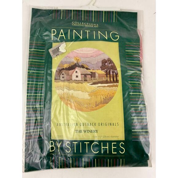 Australian Outback Winery Tapestry Needle Art Kit 1980s Painting By Stitches - Picture 1 of 5
